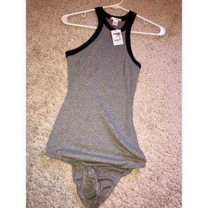 NWT Charlotte Russe gray & black bodysuit!
